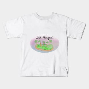 Del Malpelo watercolor Island travel, beach, sea and palm trees. Holidays and vacation, summer and relaxation Kids T-Shirt